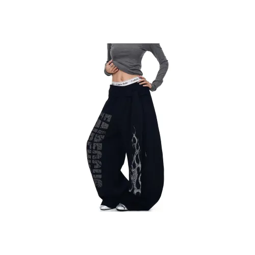 UNA RETA Black Unisex Casual Pants UNA RETA Черные Унисекс Повседневные Штаны