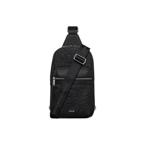 DIOR Rider 2,0 Телячья кожа с технологичной тканью Sling Сумка Мужская Черная