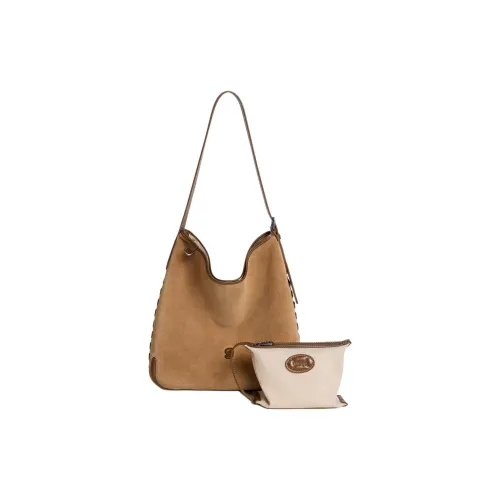 KUNOGIGI Сумка через плечо из коровьей кожи большая женская коричневая