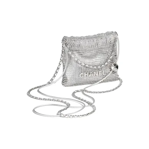 CHANEL 22Bag Кожа Сумка через плечо Мини Женская Серебряный
