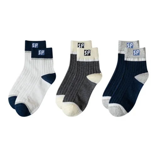 MADALLO [3 упаковки] Белый + Темно-серый + Темно-синий Мужские носки MID до икры