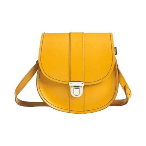 Zatchels Сумка из натуральной кожи Saddle Сумка через плечо Маленькая женская Желтая с оттенком охры