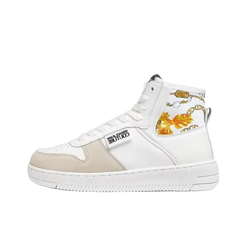 VERSACE JEANS Mayssa Цепочка Couture Устойчивая к истиранию Дышащие Высокие Кроссовки для скейтбординга Женские Белые Желтые