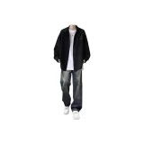 [Комплект из 3 предметов] Черная футболка + Белая футболка + Синие джинсы