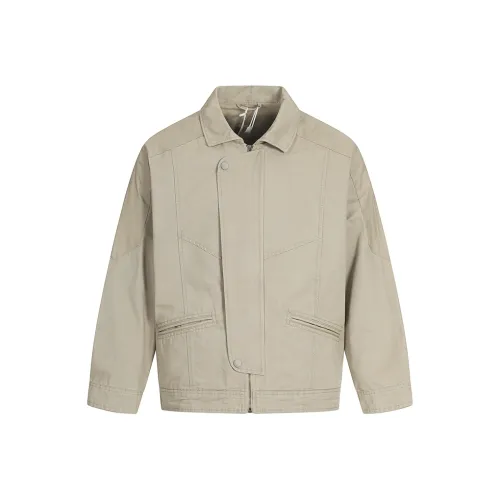 Guxiansen Осенний 100% хлопок Куртка Свободный крой Верхняя одежда Relaxed Отложной воротник Рабочая одежда Длинный рукав Пальто Мужской Светлый хаки