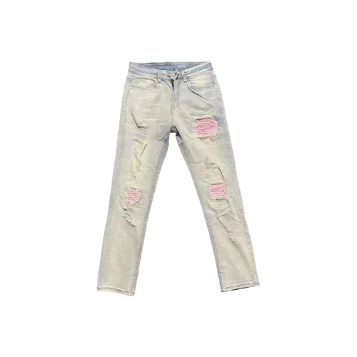 Wooden Rabbit Желтый Грязный Мужские Джинсы