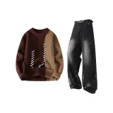 Кофейный топ + черные штаны