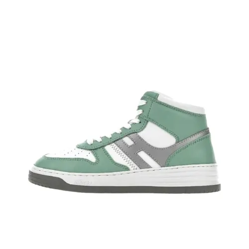 HOGAN H630 MID Топ Стильные Скейтбординги Женские Белые Зеленые Серебристые