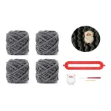 Темно-серый - Овца - Ручная работа - Шарф - Вязаная ткань - Волшебный инструмент