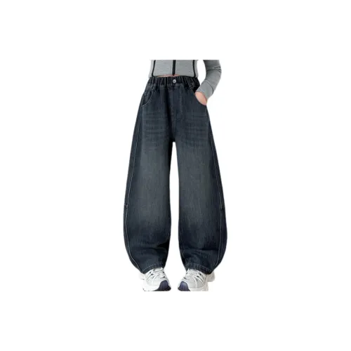 Yunpo Темно-синие джинсы с флисовой подкладкой подходящие для школьного возраста