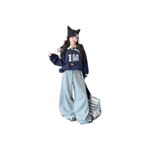 LONGZHIWU Темно-синий и серый Kids Повседневная спортивная одежда