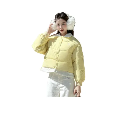 LANGQING Светло-желтый Бесплатно LANGQING Бренд Velcro Женские пуховики