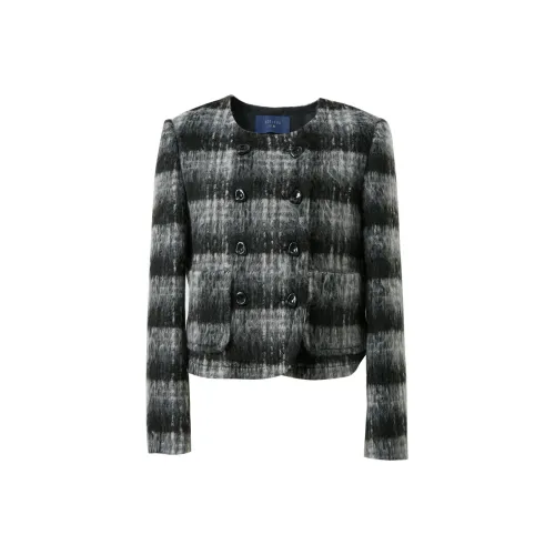 3COLOUR Черный Белый Клетка Женское Пальто