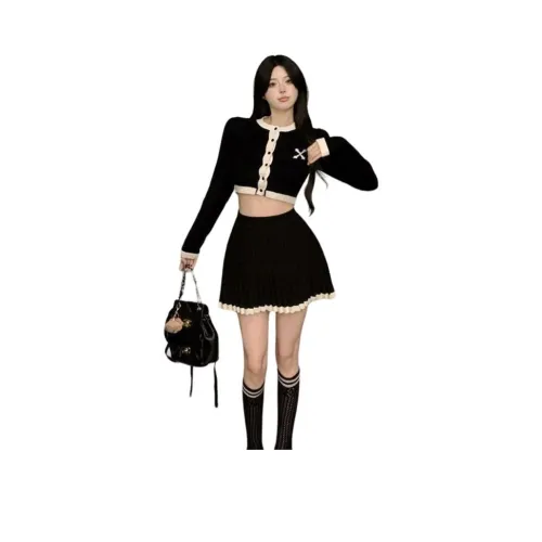 XIANSINIAO Черный Двухкомпонентный Комплект Женский Трикотаж