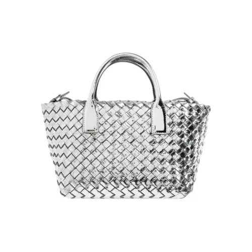 Bottega Veneta Cabat Кожа Сумка Мини Женская Серебряный