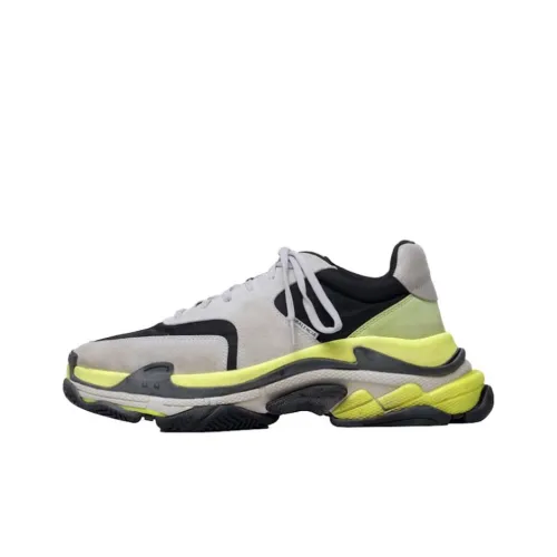 Balenciaga Triple S Low Топ Толстая подошва Кроссовки Мужские Серый Желтый