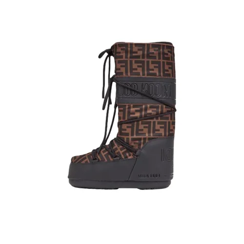 FENDI Moon Thermal Высота Увеличение Crew MID Ботинки для голени Женские Коричневый Черный