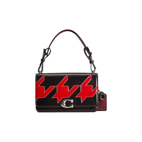 COACH Bandit Утонченный Телячья кожа Конверт Сумка Сумка Сумка через плечо Women's Silver Черный