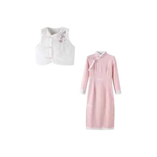 COVT Розовый CORSET + Розовый Cheongsam Женские Комплекты с Юбкой