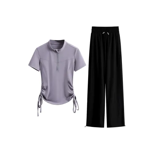 Фитнес комплект женский однотонный универсальный комплект для пилатес и йоги профессиональный теннисный комплект