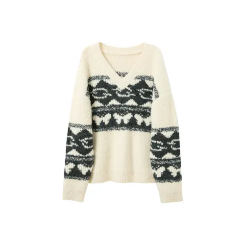 3COLOUR Экрю Геометрический Женский Трикотаж