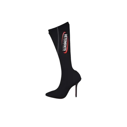 Vetements Женские высокие сапоги на колено черные