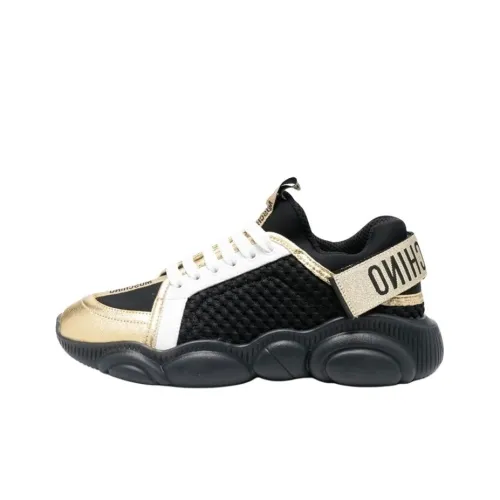 MOSCHINO Устойчивый к истиранию Низкий Топ Спортивная Повседневная Обувь Женская Черное Золото