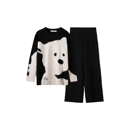Yi Fen Черный Белый Медведь Женские Пижамные Комплекты