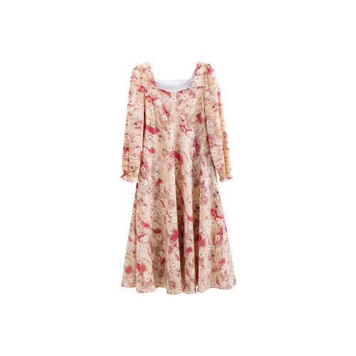 KAIMUSHI Женские Длинные Платья с Длинными Рукавами