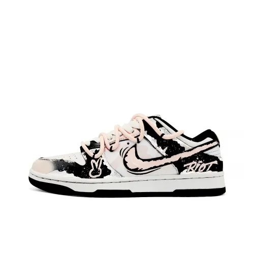 Nike Dunk Low Топ Скейтборд Кроссовки Унисекс Черный Серебристый Розовый