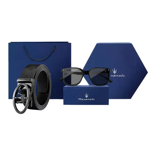 Maserati Ремни из коровьей кожи мужские черные 3,5 см