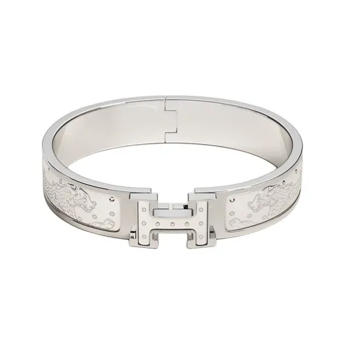 HERMES Clic H Браслеты с покрытием из палладия унисекс серебряный