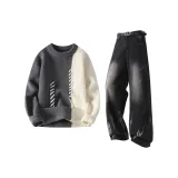 Серый топ + черные штаны