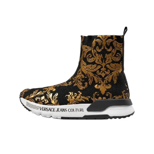 VERSACE JEANS VERSACE Высокий Топ Спортивная Повседневная Обувь Женская Черное Золото