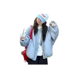 Синий хлопковый пуховик пальто