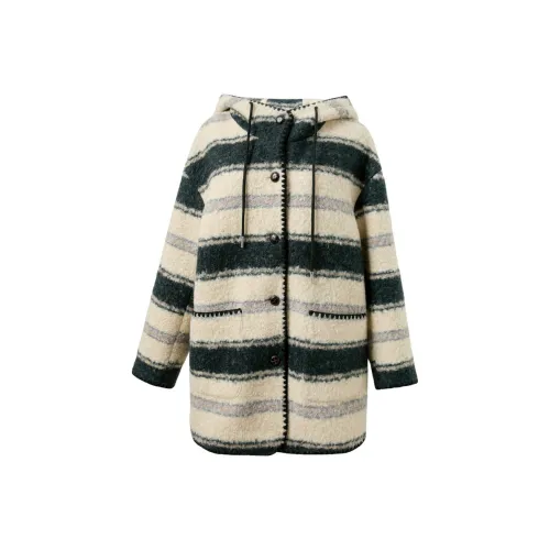 3COLOUR Черный Rice Полосы Женское Пальто