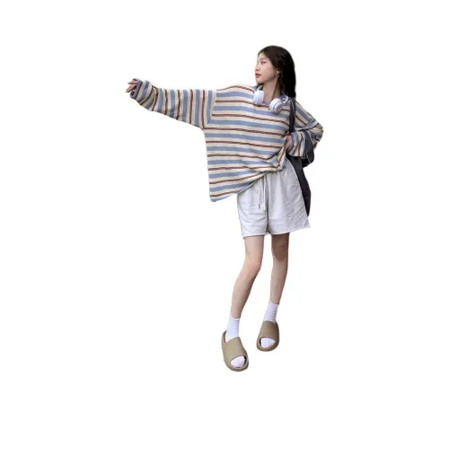 HAPG Синий Красный Полосы Женский Трикотаж