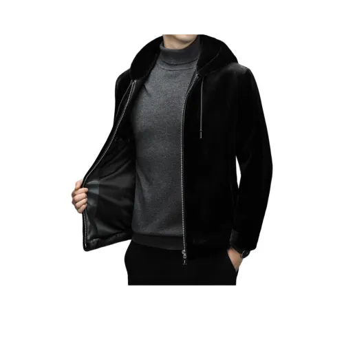 EMINU Черные Мужские Кожаные Куртки