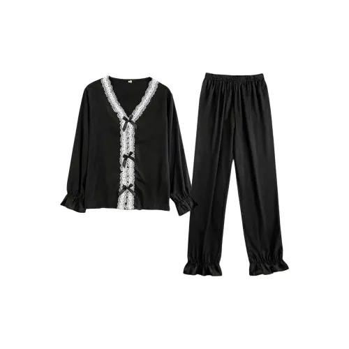 Daiyindie Осенне-зимняя пижама для женщин ледяной шелк с длинными рукавами домашняя одежда