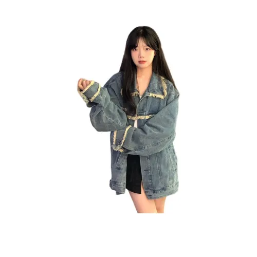 HAPG Винтажный синий женский джинсовый куртка