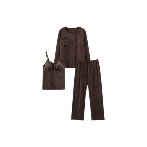 ЮЙЧЖАОЛИНЬ Темно-коричневый женский пижамный комплект