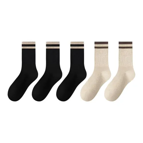 MADALLO [5 пар] 3 Черных + 2 Овсяных Унисекс MID Носки до икры