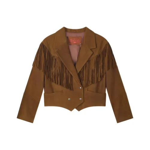 Asif calie FW25 Нубук Кисточка Куртка Кожа Куртка Женская