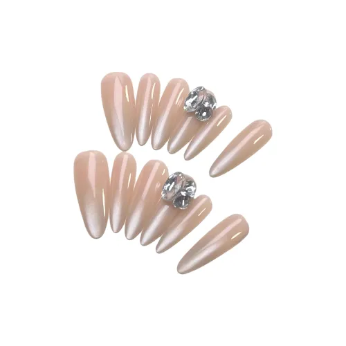 T Z Мягкая кожа обхваивающий минималистский стиль французский премиум элегантность False Nail миндаль однотонный телесный кошачий глаз