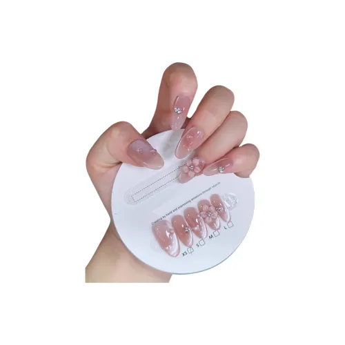 T Z Premium Luxury 3D-эффект Lily Brick Flashing False Nail Almond Cropped Nude Smudge Coquette