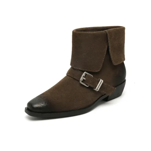 BAFFN Элегантный Рыцарь Позиционирование стиля Корейский стиль Ботильоны 3 см Женские Оливково-зеленый