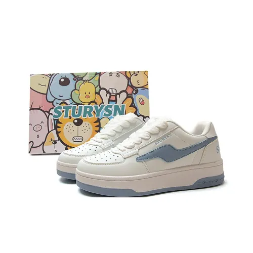 STUR YSN Износостойкий и Легкий Низкий Топ Скейтборд Кроссовки Женские Белые Озерный Синий