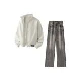 Комплект одежды (Топ экрю + Черный низ с черным логотипом)