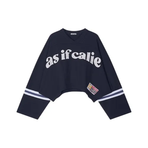 Asif calie FW25 V-образный вырез Логотип Crop Длинный рукав Свитшот Женские