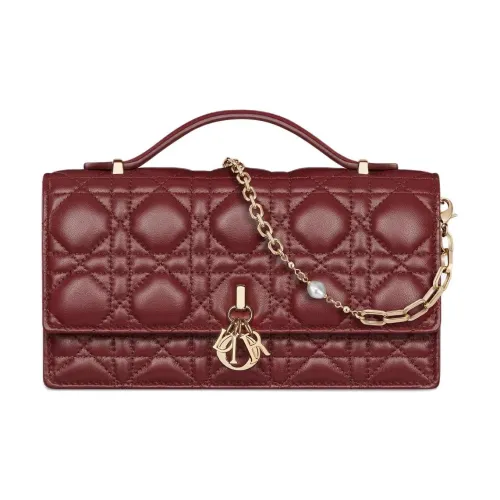 DIOR My Dior Lambskin Crossbody Bag Mini Women's Dark Red